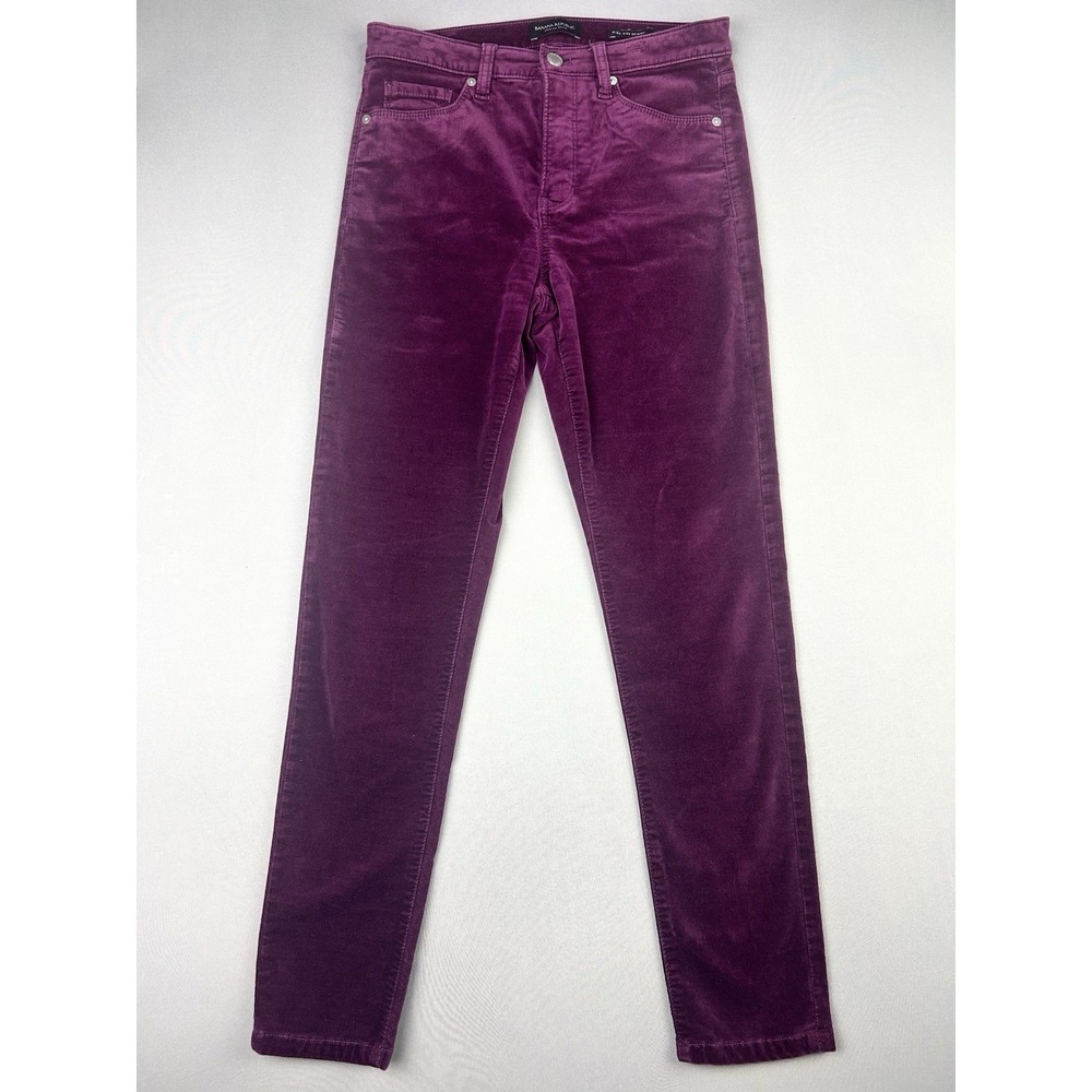 Banana Republic Women's 26 High Rise Skinny Plum‎ Purple Velour Pants